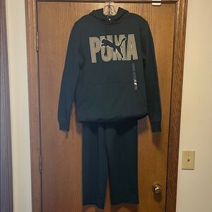 PUMA Men's Sweatshirt and Pants Set - Dark Green